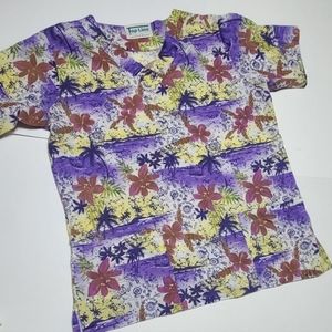 Scrub Top Size Medium Top Line Purple and Yellow
